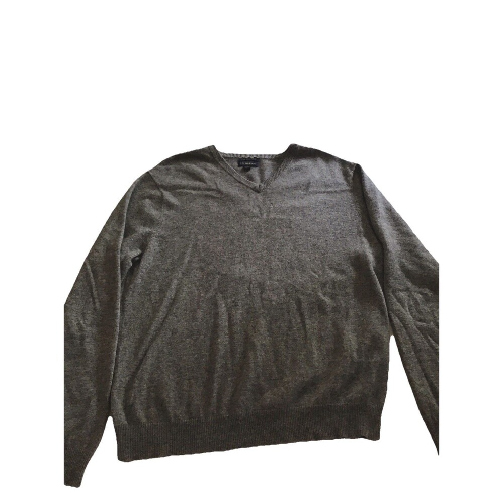 Club Room Men's 100% Cashmere V-Neck Sweater  Gray Size Large (Flawed)  Luxury - Picture 4 of 6